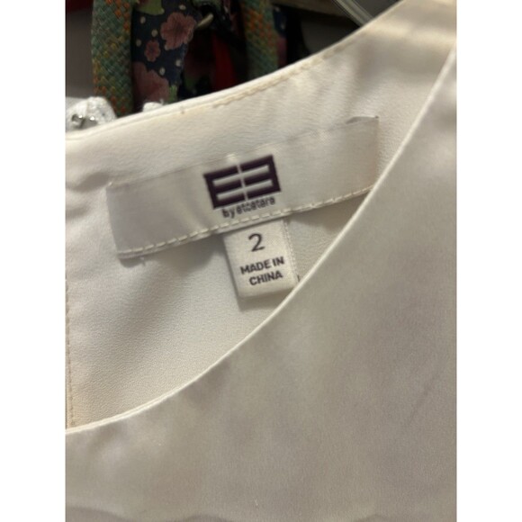 Etcetera Women's Sleeveless Ivory Top Layered silk Beaded Line Detail Size 2 - Picture 2 of 5